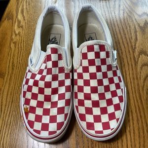Red checkered vans size 8